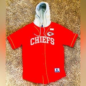 Starter Chiefs button up hooded shirt. Med. mens new w/ tag
